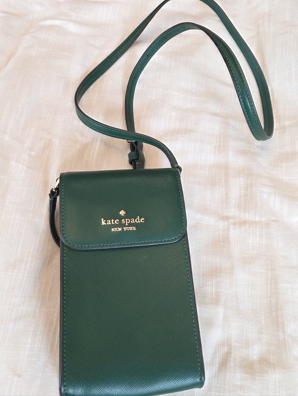 Kate Spade Madison North South Flap Phone Leather Crossbody ~ EUC ~ Deep Jade
